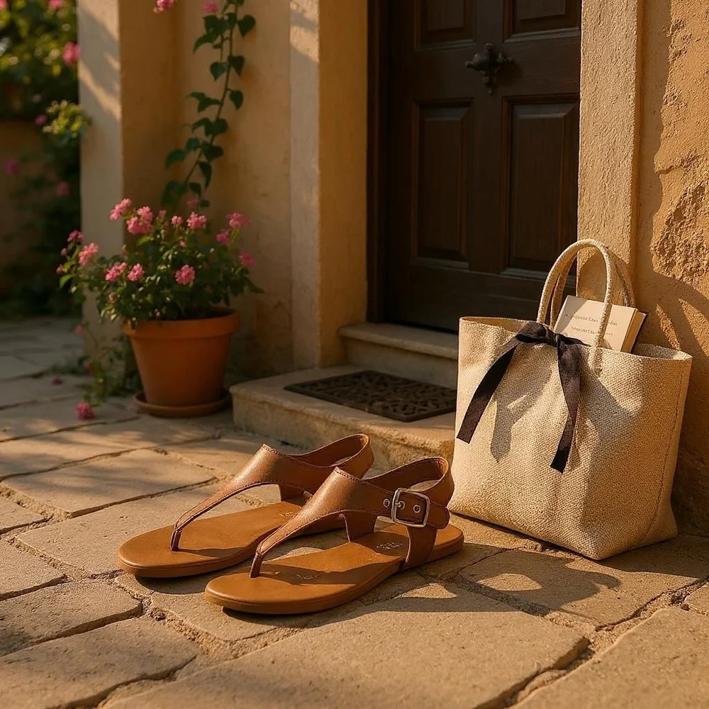 CALVIN KLEIN Classic Thong Sandal BROWN CAMEL COGNAC - 9.5 M